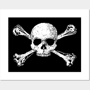 Skull and Crossbones 1 White - Distressed Posters and Art